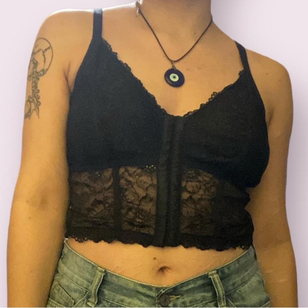 black lace corset top